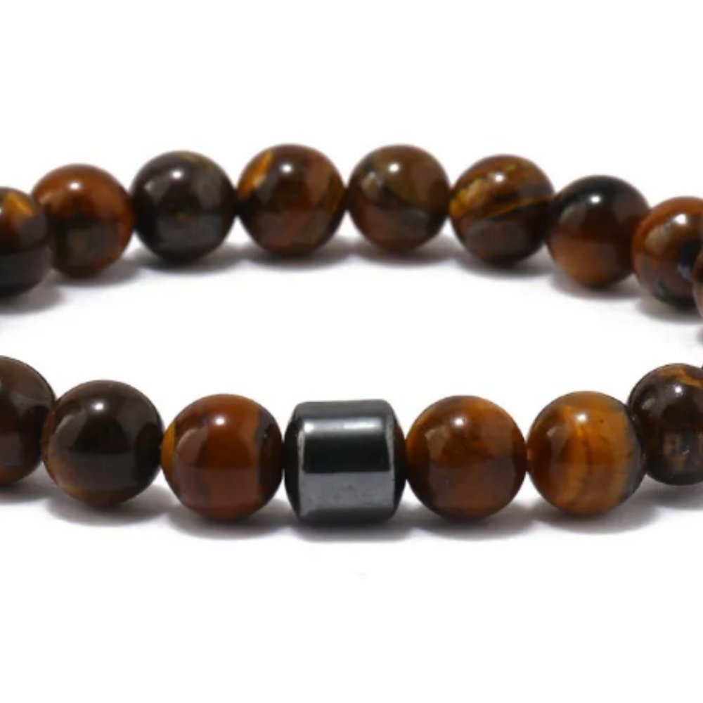 New Natural Tiger Eye Beaded Bracelet